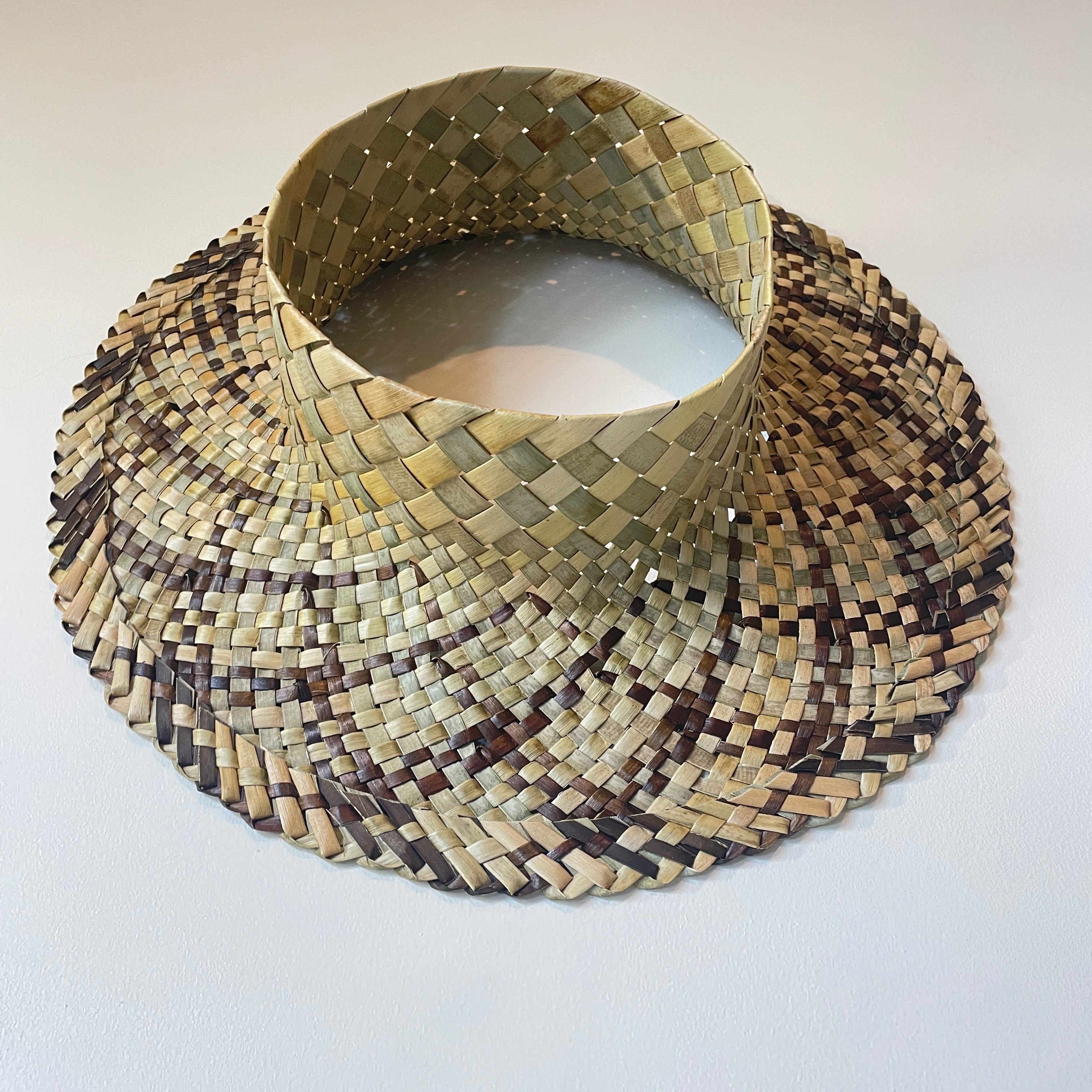 Classic Open-Top Pōtae - Natural & Brown Stripe - from Ani McGuire