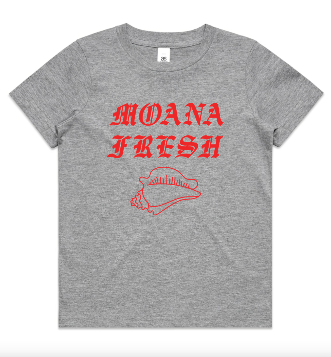 Moana Fresh Tamariki Tee with Conch Shell (Grey)