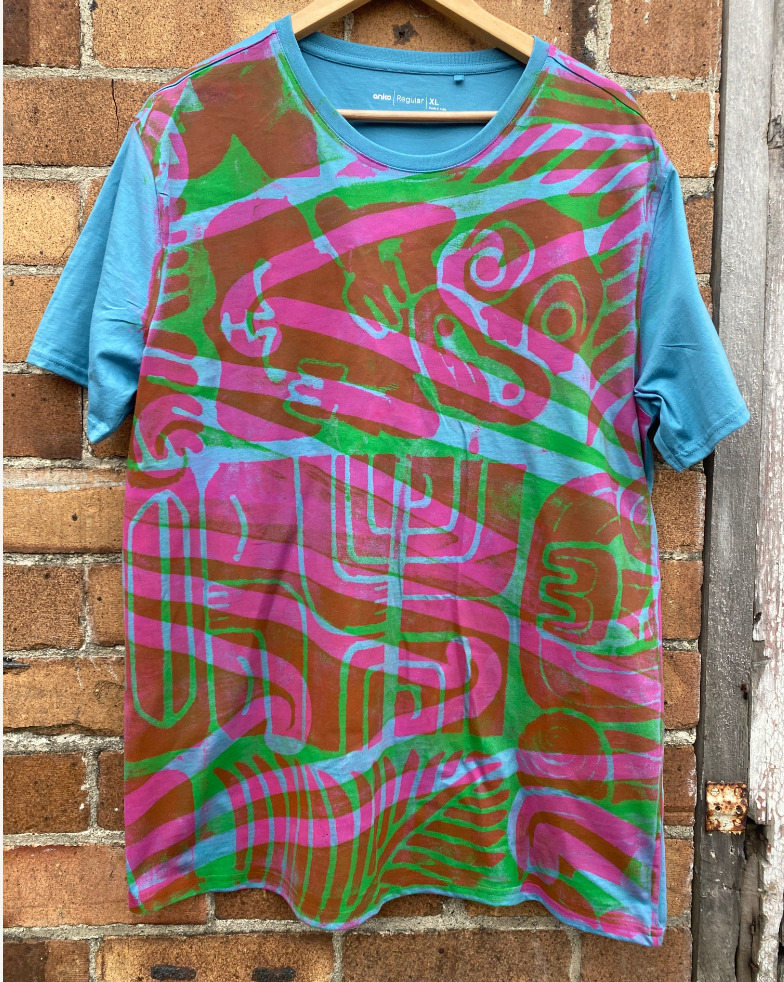 Hand-printed T-shirt - Adult Size XL by Numa Mackenzie